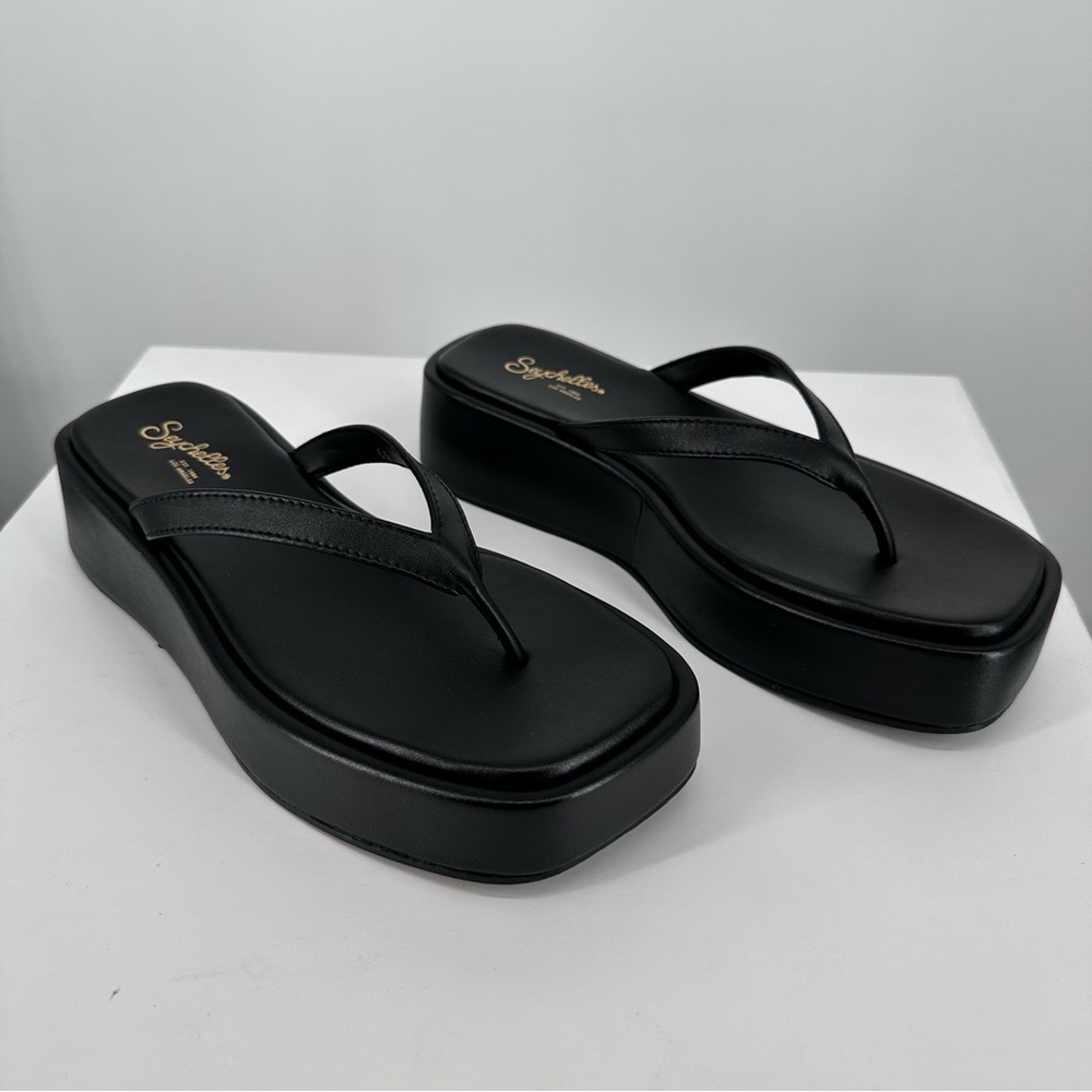 Seychelles Black Platform Flip Flop Sandals